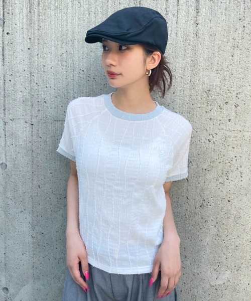 3.3 Field Trip （3.3フィールドトリップ）の「3.3 Field Trip／サイドラインデザインT（Tシャツ/カットソー・レディース・ブラック/オフホワイト/ブラウン・FREE）」の6枚目の写真