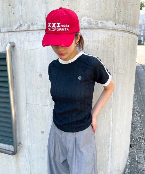 3.3 Field Trip （3.3フィールドトリップ）の「3.3 Field Trip／サイドラインデザインT（Tシャツ/カットソー・レディース・ブラック/オフホワイト/ブラウン・FREE）」の14枚目の写真