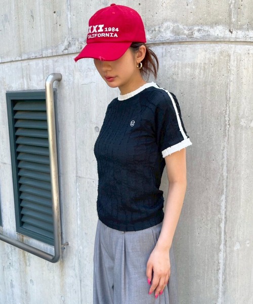 3.3 Field Trip （3.3フィールドトリップ）の「3.3 Field Trip／サイドラインデザインT（Tシャツ/カットソー・レディース・ブラック/オフホワイト/ブラウン・FREE）」の15枚目の写真