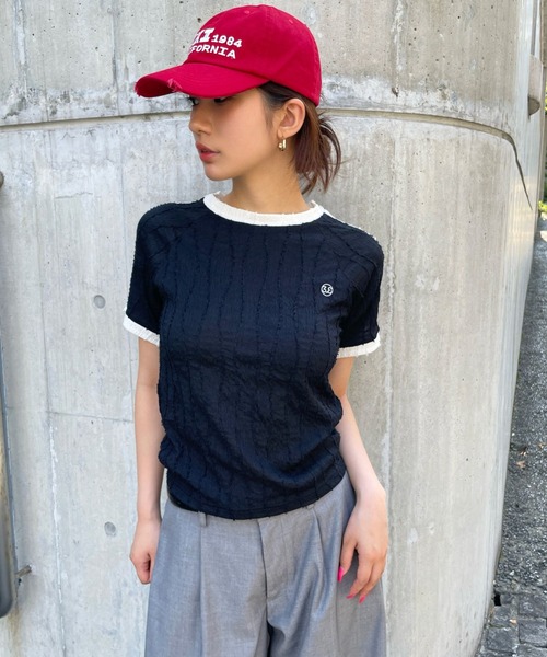 3.3 Field Trip （3.3フィールドトリップ）の「3.3 Field Trip／サイドラインデザインT（Tシャツ/カットソー・レディース・ブラック/オフホワイト/ブラウン・FREE）」の12枚目の写真