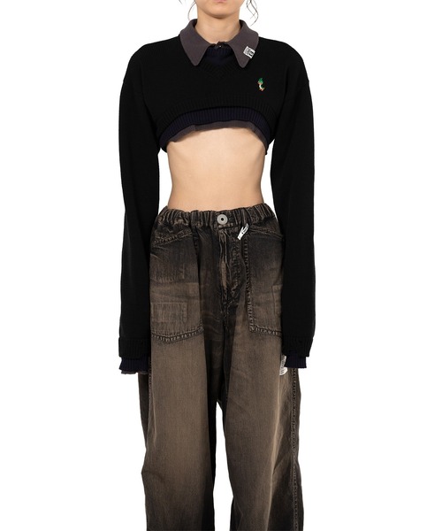 Maison MIHARA YASUHIRO（メゾンミハラヤスヒロ）の「Triple Layered Cropped Knit Sweater（ニット/セーター・レディース・グレー・36）」の3枚目の写真