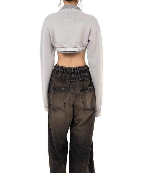 Maison MIHARA YASUHIRO（メゾンミハラヤスヒロ）の「Triple Layered Cropped Knit Sweater（ニット/セーター・レディース・グレー・36）」の12枚目の写真