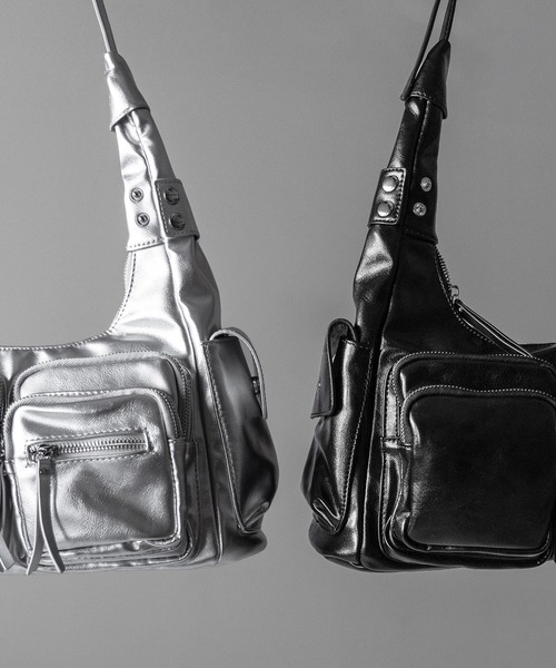 2color 】ダブルジップアウトポケットヴィンテージボストンショルダー