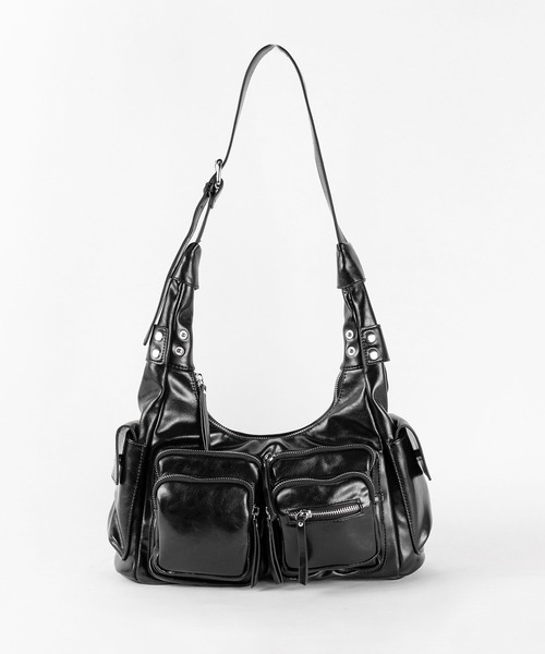 me+em select(ミームセレクト)の「【 2color 】ダブルジップアウトポケットヴィンテージボストンショルダーバッグ / double zip out pocket vintage boston shoulder bag(ショルダーバッグ・レディース・シルバー/ブラック・FREE)」の5枚目の写真