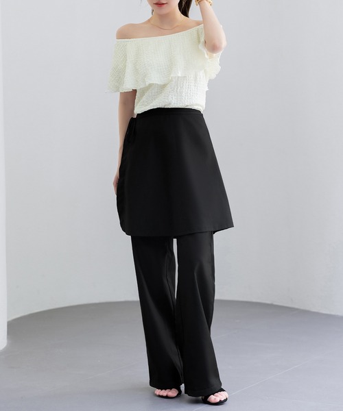 DAY CLOSET(デイ クローゼット)の「レディース 3WAYオフショル風リップルメロウフリルブラウス(シャツ/ブラウス・レディース・アイボリー/ブラック・FREE)」の10枚目の写真