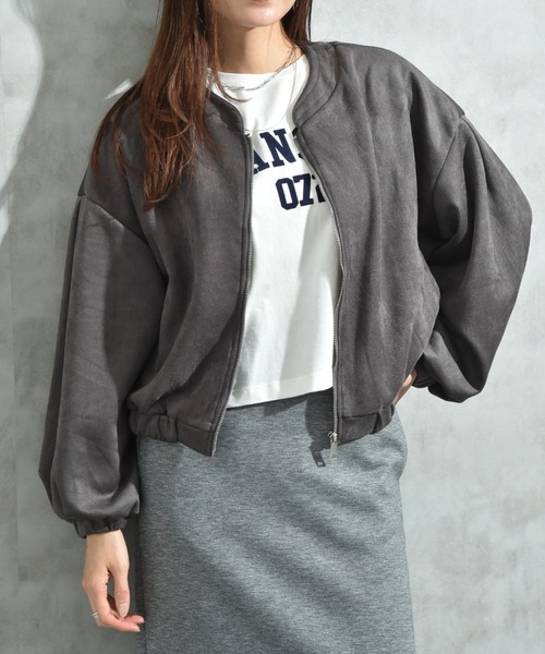 INTERPLANET（インタープラネット）の「スエードポンチノーカラーＺＩＰブルゾン（ブルゾン・レディース・ブラウン/チャコールグレー/グレイッシュベージュ・MEDIUM/LARGE）」の15枚目の写真