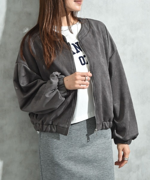 INTERPLANET（インタープラネット）の「スエードポンチノーカラーＺＩＰブルゾン（ブルゾン・レディース・ブラウン/チャコールグレー/グレイッシュベージュ・MEDIUM/LARGE）」の16枚目の写真