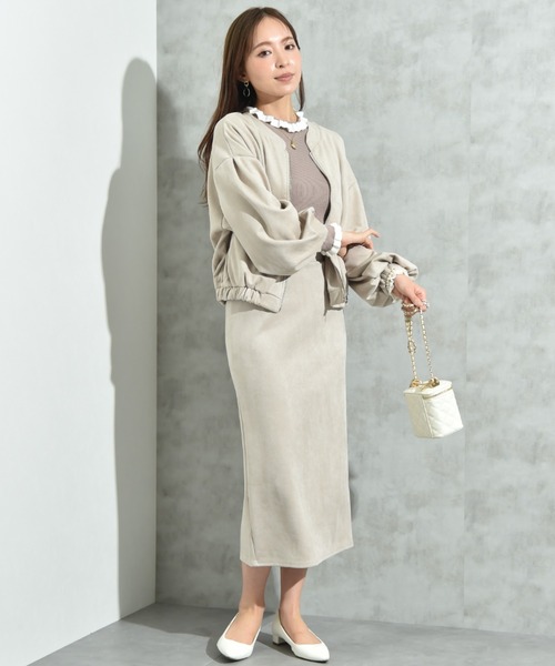 INTERPLANET（インタープラネット）の「スエードポンチノーカラーＺＩＰブルゾン（ブルゾン・レディース・ブラウン/チャコールグレー/グレイッシュベージュ・MEDIUM/LARGE）」の8枚目の写真