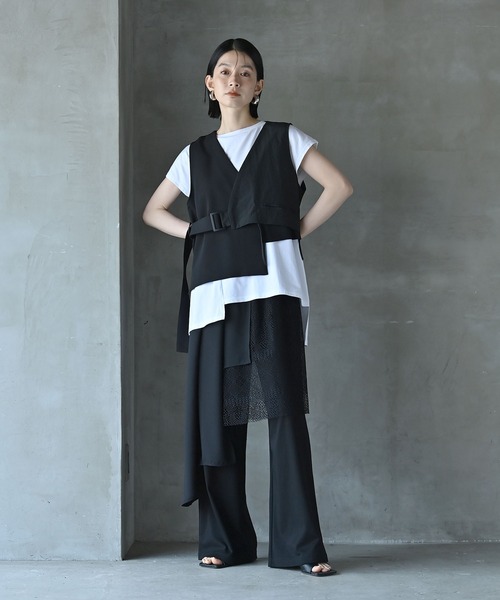 FENNEL異素材ミックス切替ドッキングダウンベスト【新品】 sakishimatokyo ベスト ジレ 異素材ドッキング ペプラムベスト
