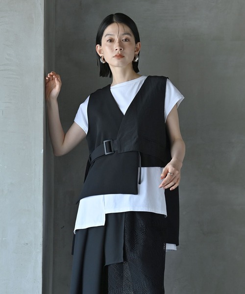 funda mine（ファンダマイン）の「異素材ベスト（ベスト・レディース・ブラック・FREE）」の7枚目の写真