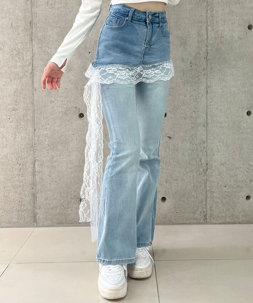 メネス デニムフレアパンツ miniministore フレアパンツ デニムパンツレディース美脚