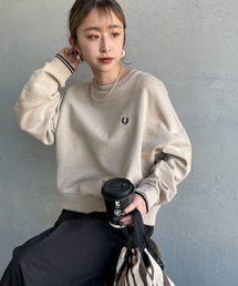 [FRED PERRY/フレッドペリー] ツインティップライン ショート丈 クルーネックスウェット