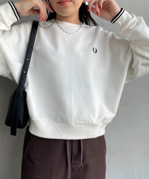 FRED PERRY トレーナー F15248 ホワイト サイズ10 WEB先行予約】[FRED PERRY/フレッドペリー] ツインティップ