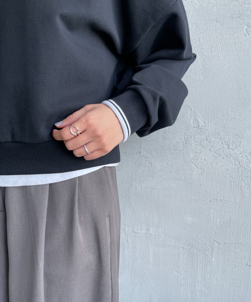 FRED PERRY/フレッドペリー] ツインティップライン ショート丈 クルー