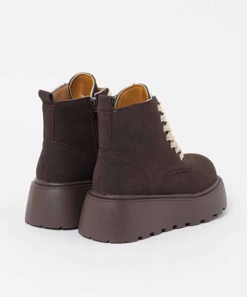 デニム厚底ブーツ サイドファスナー付き セール】WEGO/厚底サイドファスナートレッキング風ブーツ