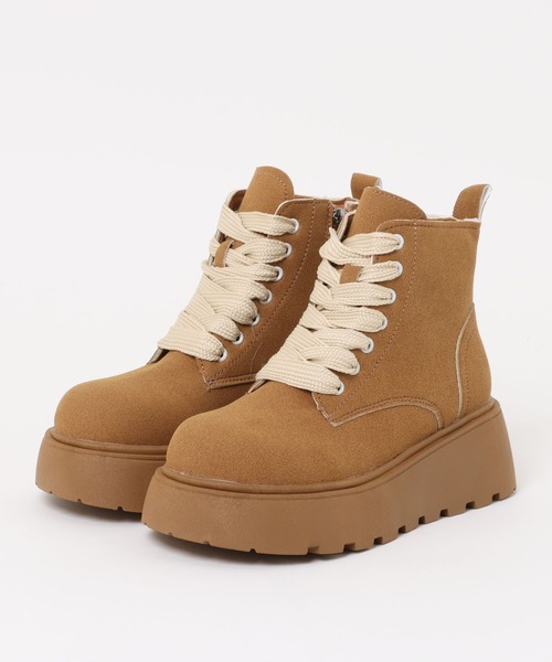 セール】WEGO/厚底サイドファスナートレッキング風ブーツ