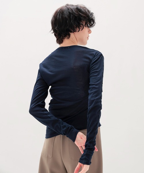 DRESSLAVE（ドレスレイブ）の「sheer curve pull(シアーカーブプルオーバー)（Tシャツ/カットソー・レディース・ホワイト/ネイビー・38）」の21枚目の写真