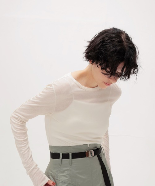 DRESSLAVE（ドレスレイブ）の「sheer curve pull(シアーカーブプルオーバー)（Tシャツ/カットソー・レディース・ホワイト/ネイビー・38）」の9枚目の写真