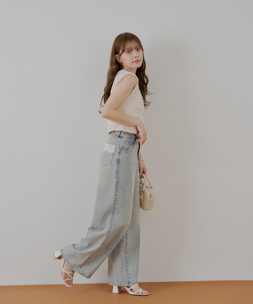 Chico（チコ）の「ツイードライクベスト（ニット/セーター・レディース・ピンク/アイボリー/ブラック/ブルー・FREE）」の11枚目の写真