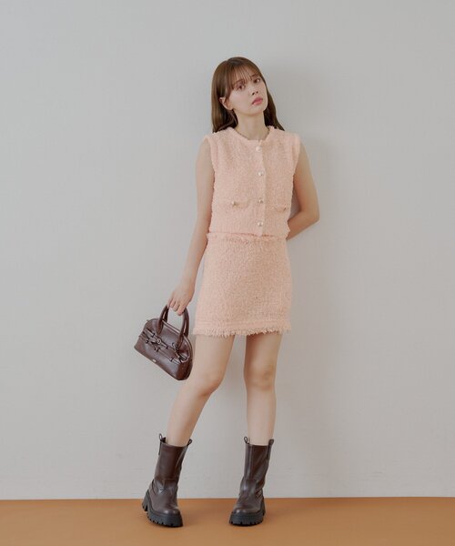 Chico（チコ）の「ツイードライクベスト（ニット/セーター・レディース・ピンク/アイボリー/ブラック/ブルー・FREE）」の21枚目の写真