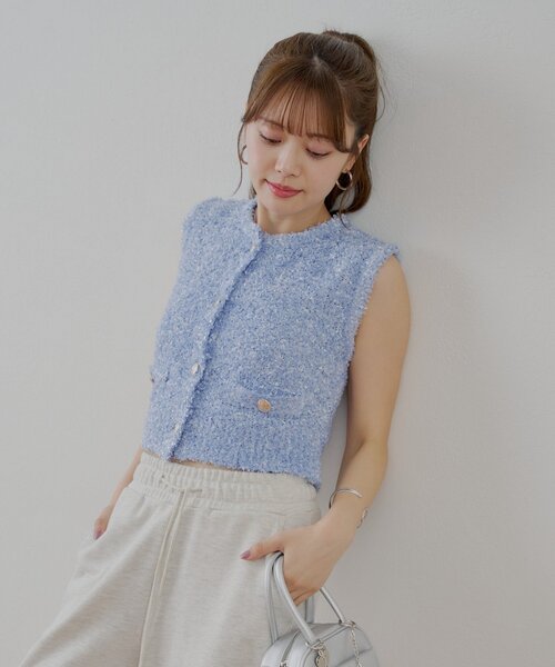 PINKO ニットツイード ストライプ ノーカラー ジャケット 40 フリンジ 楽天市場】【SALE2】オケージョン ツイード ベスト レディース