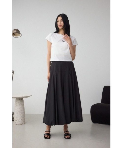 AZUL by moussy(アズールバイマウジー)の「【身長/骨格別着用画像あり】ボリュームバルーンスカート 春服 秋服 無地 ボタニカル柄 ロングスカート デザインスカート(スカート・レディース・ブラック/ホワイト系その他/グレー/ブラック系その他/ブラウン/マルチ・SMALL/MEDIUM)」の17枚目の写真