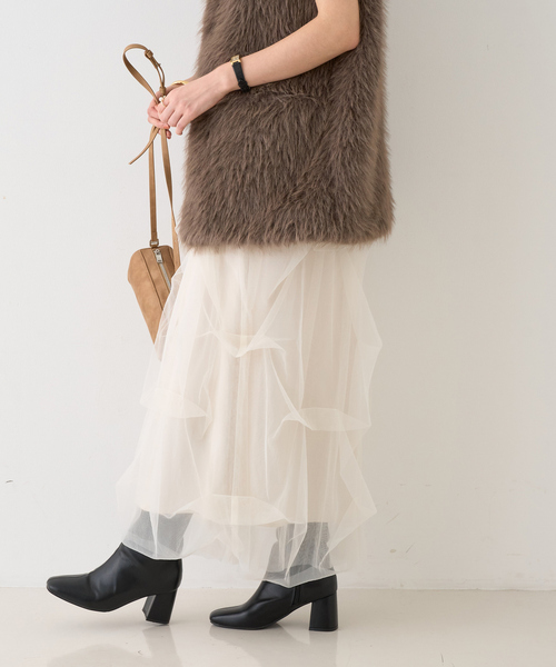 EMMA ROUGE VIF(エマルージュヴィフ)の「【一部店舗限定】チュールフォルムスカート(スカート・レディース・オフホワイト/ブラック・38/36)」の12枚目の写真