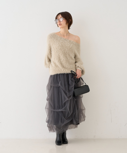 EMMA ROUGE VIF(エマルージュヴィフ)の「【一部店舗限定】チュールフォルムスカート(スカート・レディース・オフホワイト/ブラック・38/36)」の14枚目の写真