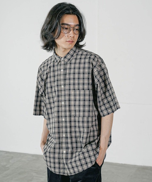 ホワイト チェック柄 半袖Tシャツ セール】[トレンド柄] アソートチェックシャツ（シャツ/ブラウス