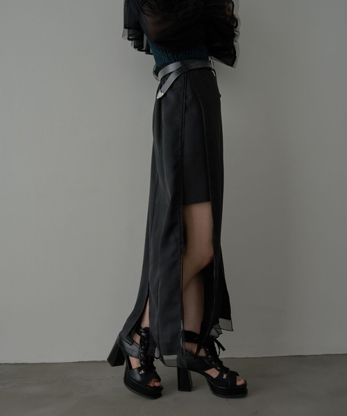 HARE】スカート スリッド LADIES】ランダムフリルスリットスカート