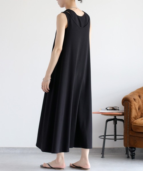 cepo（セポ）の「〈前後2way〉重ねレイヤーノースリーブワンピース（ワンピース・レディース・ブラウン/ブラック・M）」の6枚目の写真