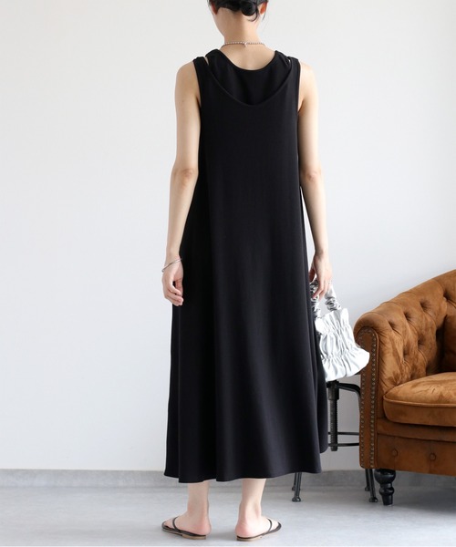 cepo（セポ）の「〈前後2way〉重ねレイヤーノースリーブワンピース（ワンピース・レディース・ブラウン/ブラック・M）」の7枚目の写真