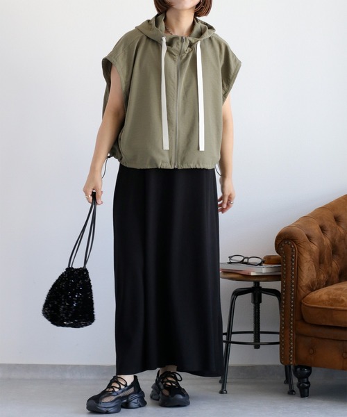 cepo（セポ）の「〈前後2way〉重ねレイヤーノースリーブワンピース（ワンピース・レディース・ブラウン/ブラック・M）」の17枚目の写真