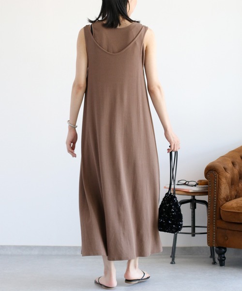 cepo（セポ）の「〈前後2way〉重ねレイヤーノースリーブワンピース（ワンピース・レディース・ブラウン/ブラック・M）」の22枚目の写真