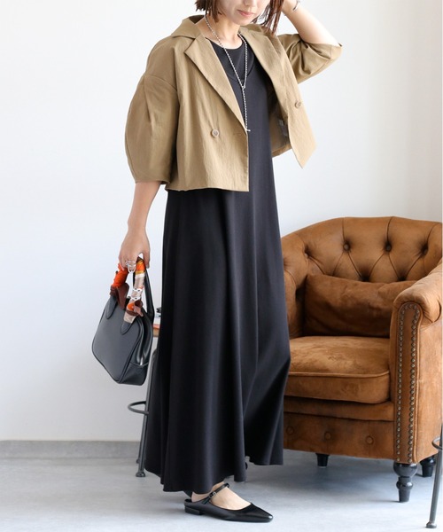 cepo（セポ）の「〈前後2way〉重ねレイヤーノースリーブワンピース（ワンピース・レディース・ブラウン/ブラック・M）」の14枚目の写真