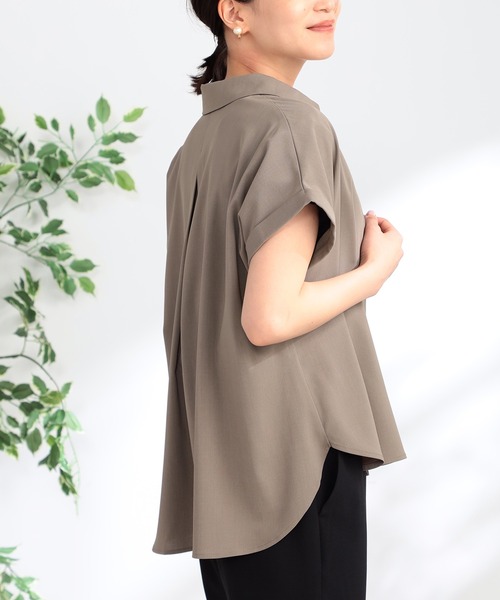 GALLORIA（ギャローリア）の「セットアップで着られる　フレンチシャツ（シャツ/ブラウス・レディース・モカ/チャコール・S/M/L/LL）」の5枚目の写真