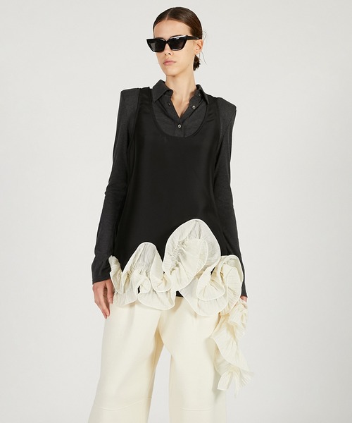 PRANK PROJECT（プランクプロジェクト）の「フリルヘムチュニック / Ruffled Hem Tunic（チュニック・レディース・グレー/ブラック・FREE）」の2枚目の写真