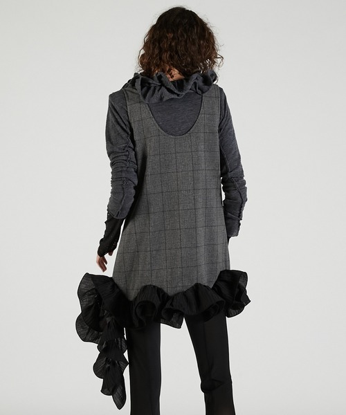 PRANK PROJECT（プランクプロジェクト）の「フリルヘムチュニック / Ruffled Hem Tunic（チュニック・レディース・グレー/ブラック・FREE）」の10枚目の写真