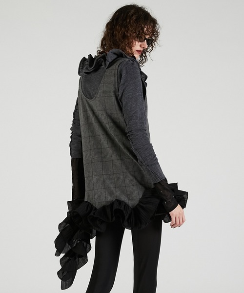 PRANK PROJECT（プランクプロジェクト）の「フリルヘムチュニック / Ruffled Hem Tunic（チュニック・レディース・グレー/ブラック・FREE）」の11枚目の写真