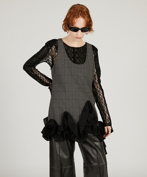 PRANK PROJECT(プランクプロジェクト)の「フリルヘムチュニック / Ruffled Hem Tunic(チュニック・レディース・グレー/ブラック・FREE)」の21枚目の写真