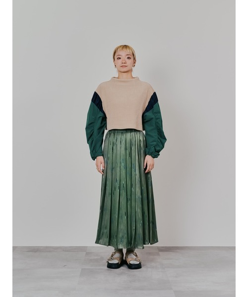 TEVALT（ヴァレット）の「アートラインプリントハーフプリーツスカート（スカート・レディース・ブラック/カーキ・38）」の3枚目の写真