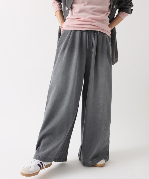 JOURNAL STANDARD relume（ジャーナルスタンダード　レリューム）の「《追加2》C/R デニムワイドギャザー（デニムパンツ・レディース・チャコールグレー/ブルー・36/38）」の2枚目の写真