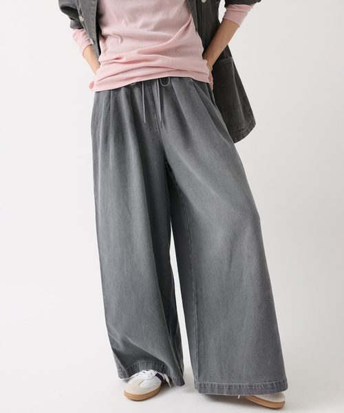 JOURNAL STANDARD relume（ジャーナルスタンダード　レリューム）の「《追加2》C/R デニムワイドギャザー（デニムパンツ・レディース・チャコールグレー/ブルー・36/38）」の3枚目の写真