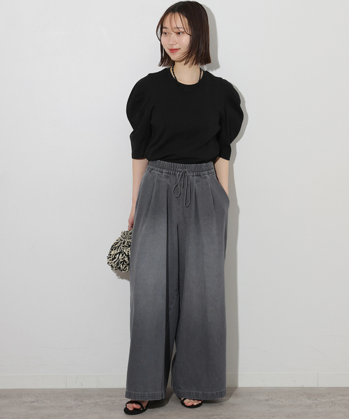 JOURNAL STANDARD relume（ジャーナルスタンダード　レリューム）の「《追加2》C/R デニムワイドギャザー（デニムパンツ・レディース・チャコールグレー/ブルー・36/38）」の5枚目の写真