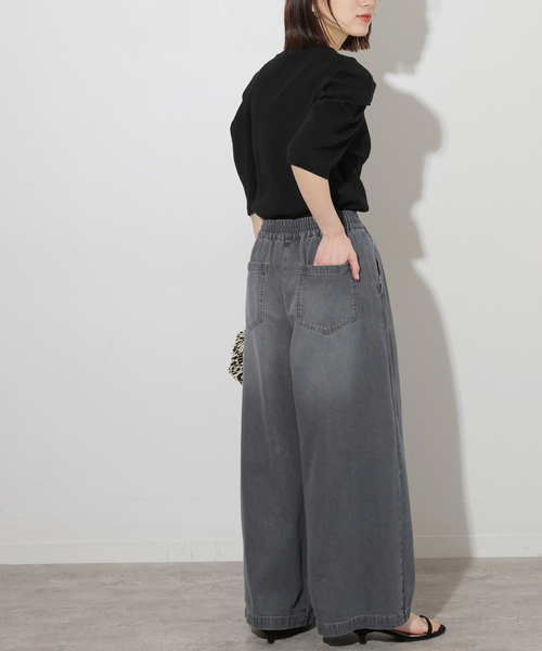 JOURNAL STANDARD relume（ジャーナルスタンダード　レリューム）の「《追加2》C/R デニムワイドギャザー（デニムパンツ・レディース・チャコールグレー/ブルー・36/38）」の6枚目の写真