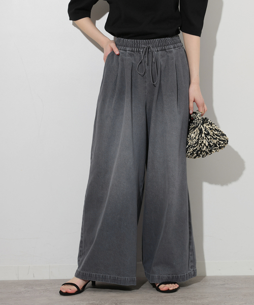 JOURNAL STANDARD relume（ジャーナルスタンダード　レリューム）の「《追加2》C/R デニムワイドギャザー（デニムパンツ・レディース・チャコールグレー/ブルー・36/38）」の9枚目の写真