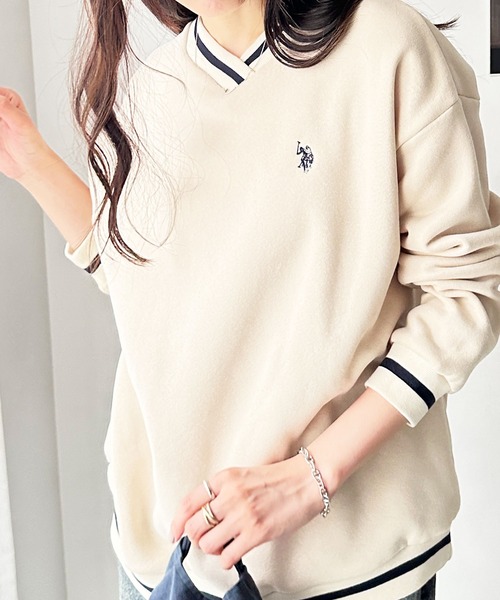 U.S. POLO ASSN.(ユーエスポロアッスン)の「GeeRA別注【U.S.POLO ASSN.】ユーエスポロアッスン 表ピーチラインVネックワンポイント刺繍スウェット(スウェット・レディース・ネイビー/スミクロ/アイボリー・MEDIUM/LARGE)」の21枚目の写真