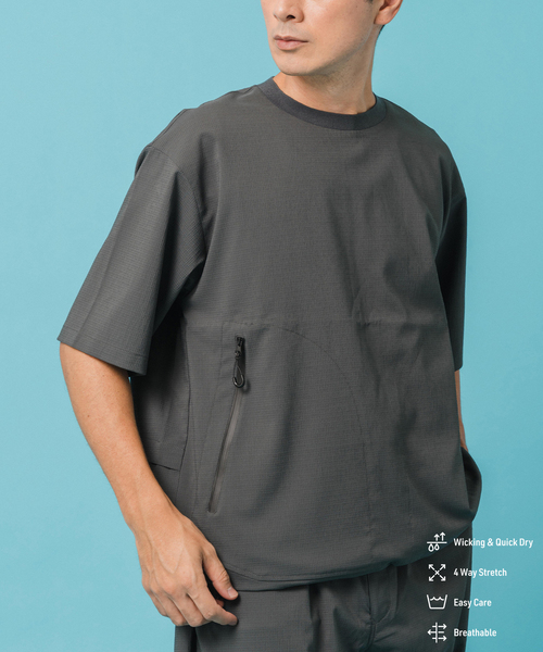 EDIFICE(エディフィス)の「テック ドライ メッシュ プルオーバー(Tシャツ/カットソー・メンズ・ライトグレー/ブラック・SMALL/MEDIUM/LARGE)」の2枚目の写真