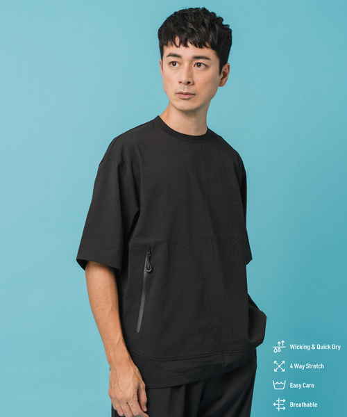 EDIFICE(エディフィス)の「テック ドライ メッシュ プルオーバー(Tシャツ/カットソー・メンズ・ライトグレー/ブラック・SMALL/MEDIUM/LARGE)」の1枚目の写真