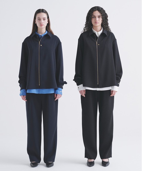 CULLNI（クルニ）の「Stripe Double Cloth 3Tuck Semi Wide Pants（その他パンツ・メンズ・ブラック系/ネイビー系・2/1/0）」の4枚目の写真